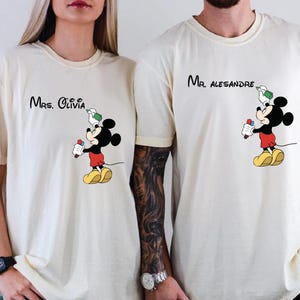 Comfort Colors Custom Disney Couple Shirt Disney Valentine T-Shirt Personalized Disney Matching Tee Mickey and Minnie Lovely Couple Gift