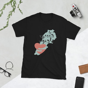 Mapa del Líbano, texto árabe, sur del Líbano, corazón, Habibi, algodón, camiseta clásica, negro, gris, blanco Regalos para ella, Regalos para él