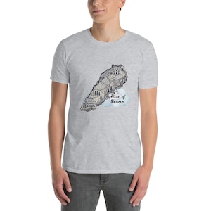 Libanesisches Arabisches T-Shirt, libanesische Kunst, Libanon Karte, Stück des Himmels, Klassisch, Baumwollt-shirt, Weiß, Grau, Unisex