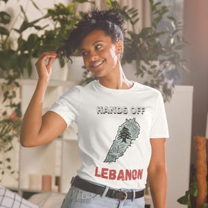 Camiseta blanca de algodón Hands Off Lebanon, mapa del Líbano, Habibi, clásica, Líbano verde, regalos para ella, regalos para él