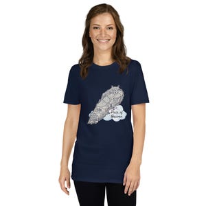 Libanesisches Arabisches T-Shirt, libanesische Kunst, Libanon Karte, Stück des Himmels, Klassisch, Baumwoll-T-Shirt, Schwarz, Marine, Dunkelgrau, Unisex
