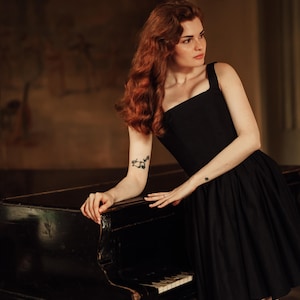 Corset cotton dress, corset, cotton dress, black dress, volume skirt, princess dress, tighten corset dress, tighten corset, short skirt