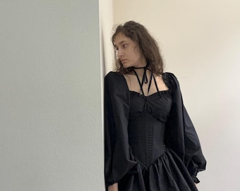 Cotton dress, corset dress, corset, peony dress, Black dress, Cotton corset dress, volume skirt, tighten corset, individual measurement Cotton dress, corset dress, corset, peony dress, Black dress, Cotton corset dress, volume skirt, tighten corset, individual measurement