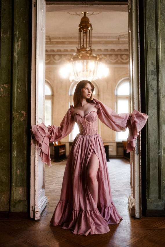 long pink corset dress Pink A-line Satin Corset Dress