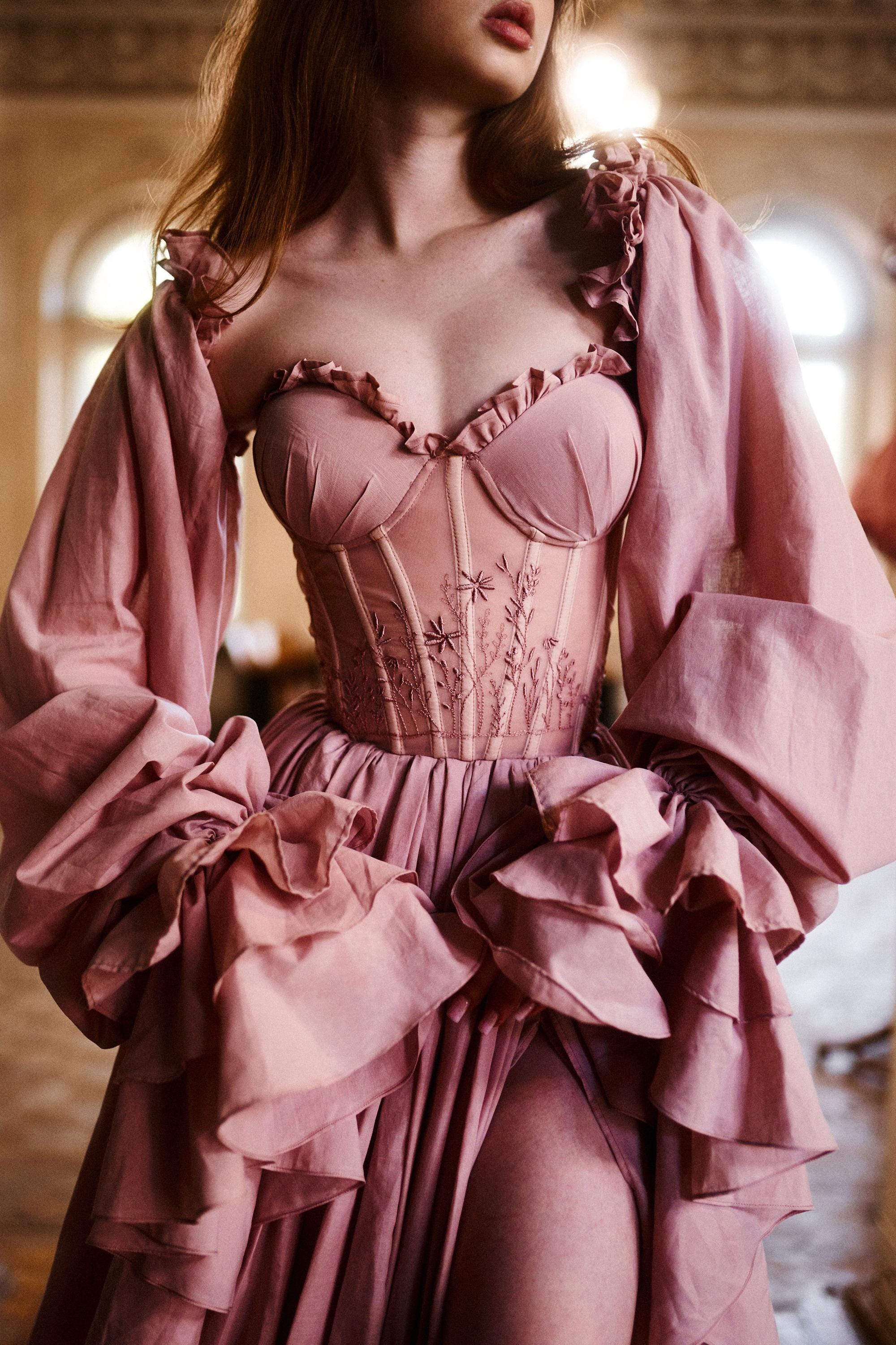 pink corset dress long sleeve (US Exclusive)Pink Knight Corset Dress L