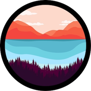 Artsy Mountain Range - Spare Tire Covers for all make and models. All tire sizes available, Made in USA. Backup camera available
