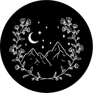 Floral Mountain in the Stars - Spare Tire Covers for all make and models. All tire sizes available, Made in USA. Backup camera available