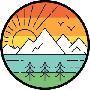 Vintage Retro Mountain Landscape - Spare Tire Covers for all make and models. All tire sizes available, Made in USA. Backup camera available