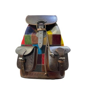 Mochila andina de cuero Patchwork ist ein Mano mit traditionellen Bolivianas - Estilo bohemio único