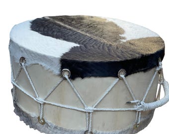 Handmade Andean Wankara Drum: 24" Cowhide Bombo with Mallet