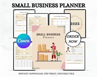 Small Business Planner: organisator van ondernemers, financiële tracker (canva, pdf-download)