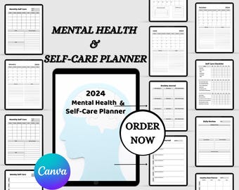 Planificador de salud mental: diario de autocuidado, seguimiento de la ansiedad y el estado de ánimo (descarga digital)