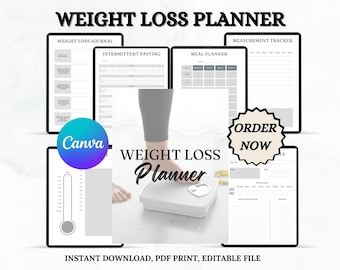 Weight Loss Planner 2026 – Calorie and Meal Tracker PDF, Habit & Fitness Journal, Digital Download