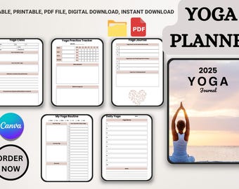 Yoga Planner - Meditation & Self Care Journal, Wellness Tracker, Mindfulness Planner, Printable PDF Download