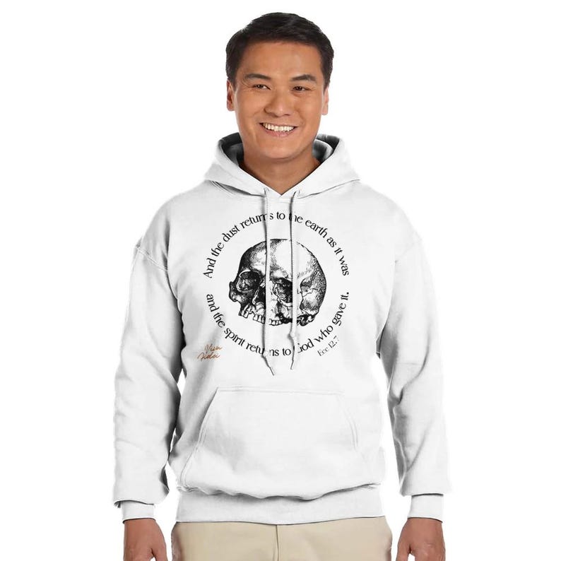 Memento Mori Skull Hoodie | Catholic Gothic Christian Apparel image 3