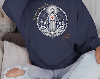 Stella Maris Hoodie: Catholic Mary, Star of the Sea, Unisex Pullover