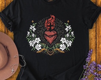 Sacred Heart of Jesus T-Shirt | Catholic Christian Apparel | Classic Unisex Crewneck T-shirt