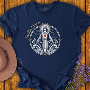 Stella Maris T Shirt | Marian T shirt | Christian Apparel | Catholic Gifts | Star of the Sea | Christian T-Shirt | Latin T-Shirt