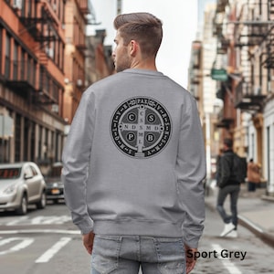 St. Benedict Medal Sweatshirt | Saint Sweatshirt | St. Benedict of Nursia | Roman Catholic Apparel | Religious Gift | Cross | Traditional