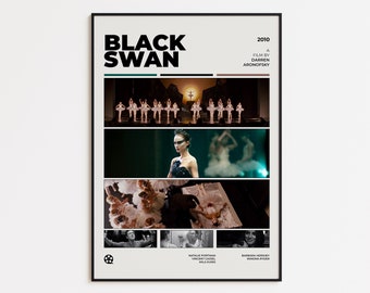 Cisne negro, póster de película, póster minimalista, póster vintage, póster retro, arte imprimible, impresión digital, arte de pared, decoración del hogar, regalo, ballet