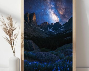 Cosmic Mountain Print | Retro Sci-Fi Landscape Art