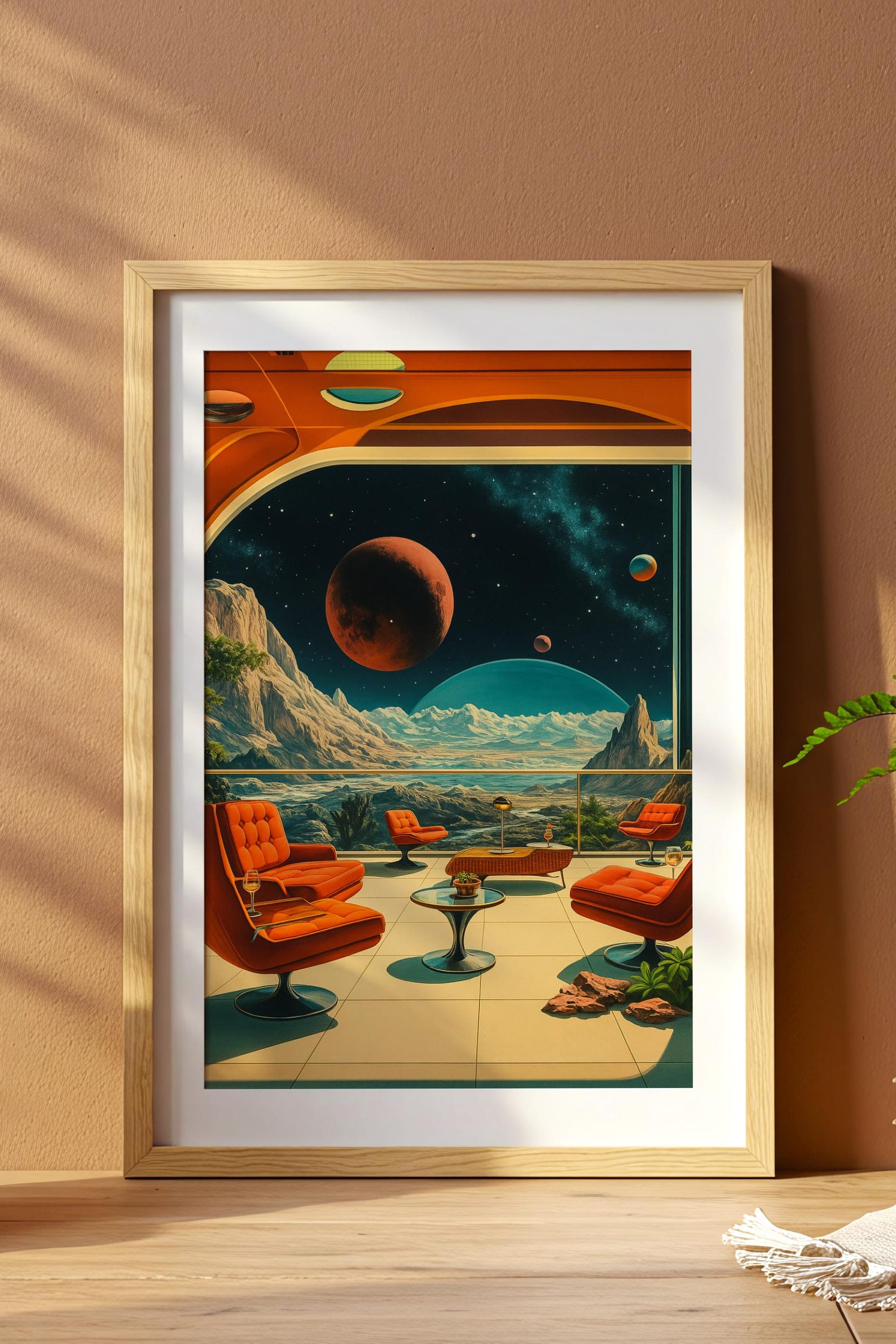 Retro-futuristic Space Terrace Art | Surreal Cosmic View With Galaxy ...