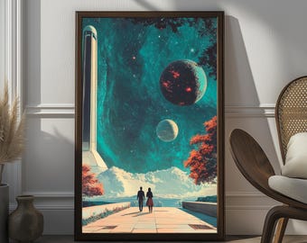 Retro Futuristic Galaxy Park Print | Midcentury Modern Sci-Fi Wall Art