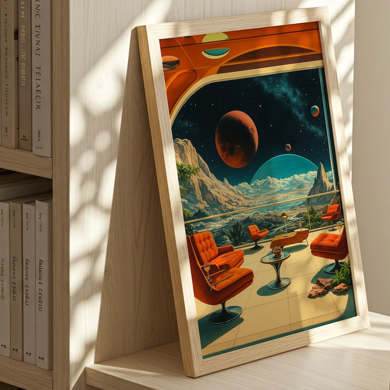 Retro-futuristic Space Terrace Art | Surreal Cosmic View With Galaxy ...