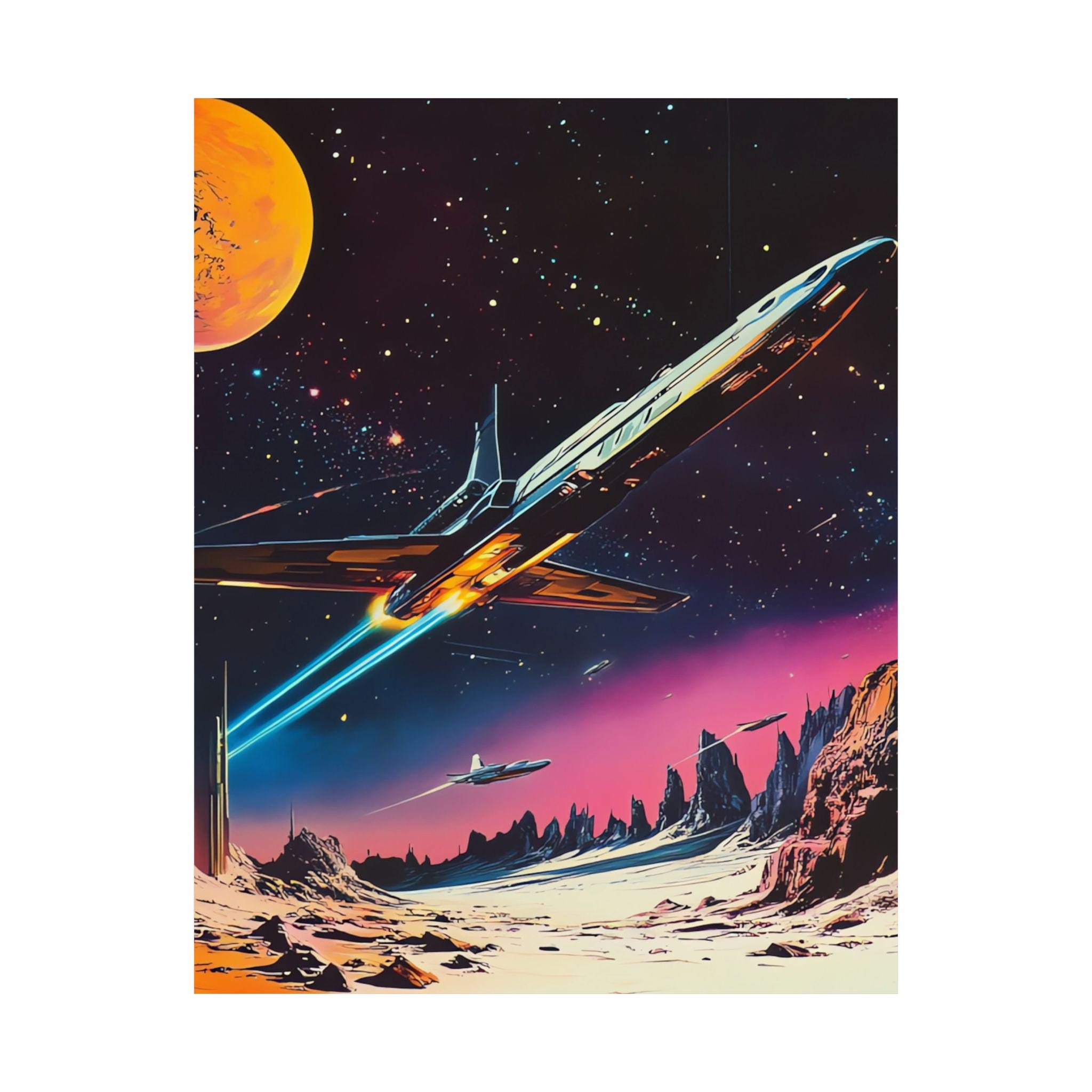 Retro-futuristic Space Poster | Vintage Sci-fi Art Print | 1970s ...