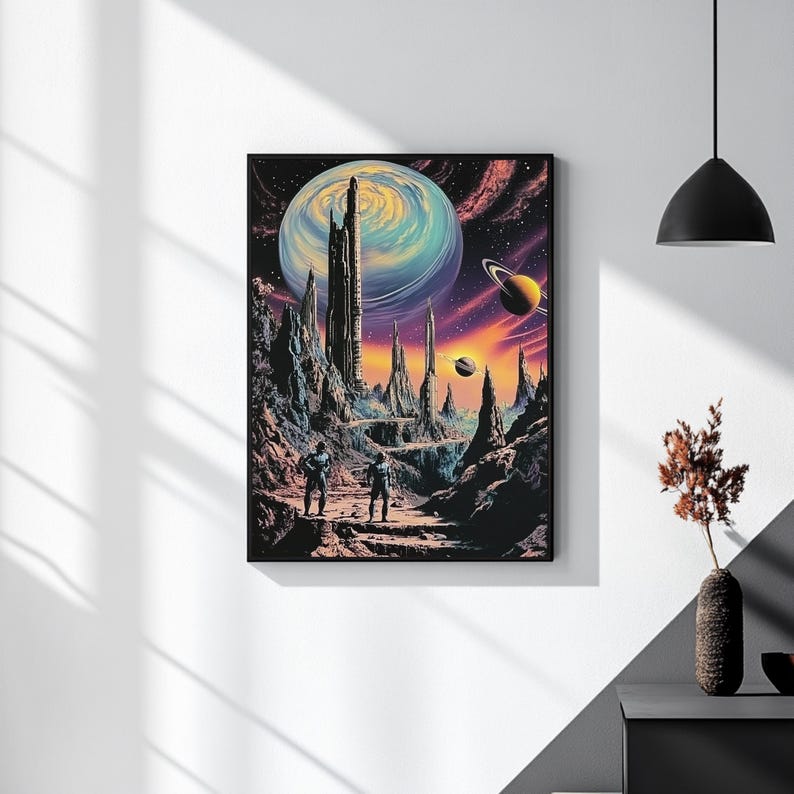 Retro Sci-fi Space Art Print | Surreal Galaxy Landscape Poster - Etsy