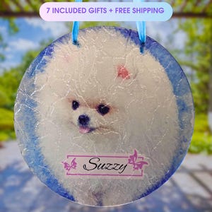 Custom Stained Glass Dog Photo Suncatcher | Personalized Pet Suncatcher Ornament | Unique Gift for Dog Lovers | Memorial Keepsake Decoration