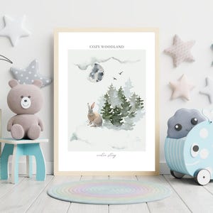 Arte murale per bambini con cornice Cozy Woodland, Arte murale per bambini, Arte murale per bambini, Cartello per bambini con cornice, Cartello foresta, Arte murale foresta