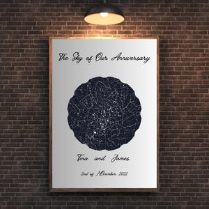 Framed Custom Star Map, Custom Star Map, Night Sky Print, Star Map Poster, Sky Chart, First Date Print, Personalized Star Map