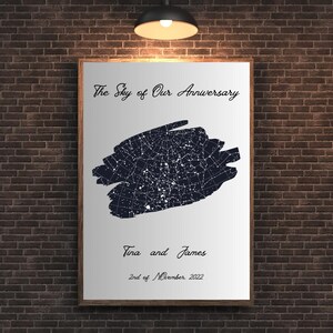 Framed Custom Star Map, Custom Star Map, Night Sky Print, Star Map Poster, Sky Chart, First Date Print, Personalized Star Map