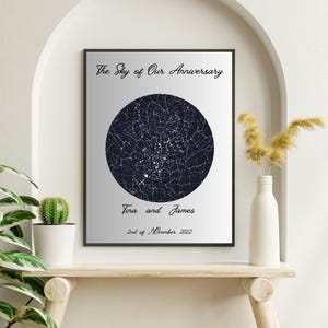 Framed Custom Star Map, Custom Star Map, Night Sky Print, Star Map Poster, Sky Chart, First Date Print, Personalized Star Map