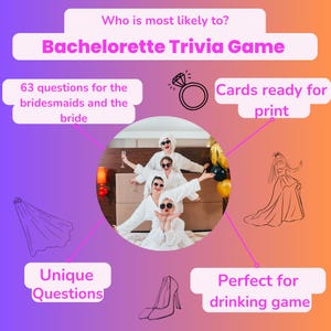 Chi è più probabile, mazzo di quiz sulla sposa, gioco di carte sull'addio al nubilato, gioco di quiz sulla sposa, gioco da bere sulla sposa, gioco per l'addio al nubilato, damigelle d'onore