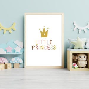 Prinzessin Wandbild für Jungen, gerahmte Prinzessinnen Wandbild, Prinzessinnen Kinderzimmer Dekor, Baby Mädchen Prinzessin Kinderzimmer Druck