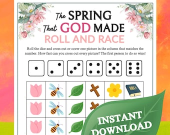 Der Frühling, den Gott machte Roll- und Rennspiel | Druckbare für Kirche Kinder Teenager Erwachsene, Sonntag Schule Dienst Familiengruppe Aktivität