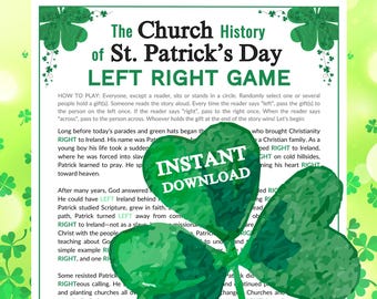 Die Kirchengeschichte des St. Patrick's Day Links Rechts Spiel | Christliche druckbare für Erwachsene Jugendliche Kinder irischen Erbe, Gruppe Lernaktivität