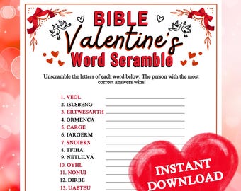 Bibel Valentinstag Wort Buchstaben-Buchstabenspiel | Druckbare für Kirche, Familie, Sonntagsschule Dienst Tätigkeit