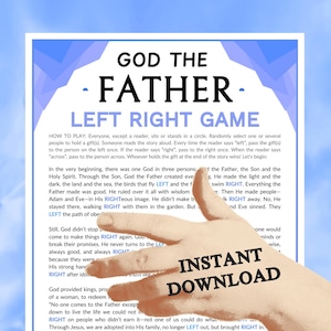 Juego de Dios Padre Izquierda Derecha / Historia cristiana imprimible para la iglesia, niños, adolescentes y adultos, actividad de aprendizaje grupal bíblica ministerial