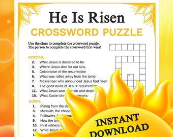 Er ist auferstanden Kreuzworträtsel | Ostern Auferstehung Christian Printable für Kirche Sonntag Schule Bibel Gruppe Lernaktivität