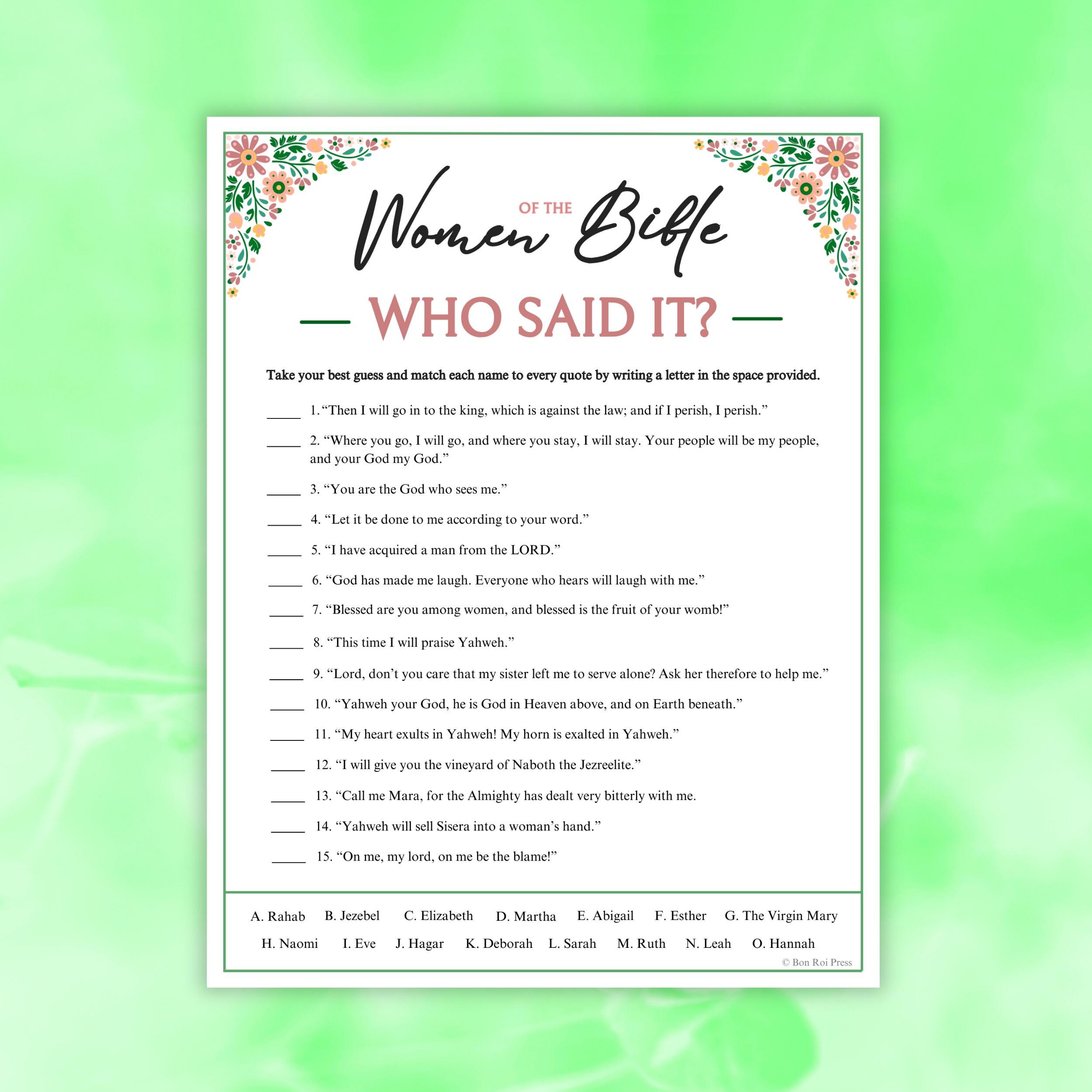 Women Of The Bible Who Said It Game Printable For Church Teens Adults women-of-the-bible-who-said-it-game-printable-for-church-teens-adults