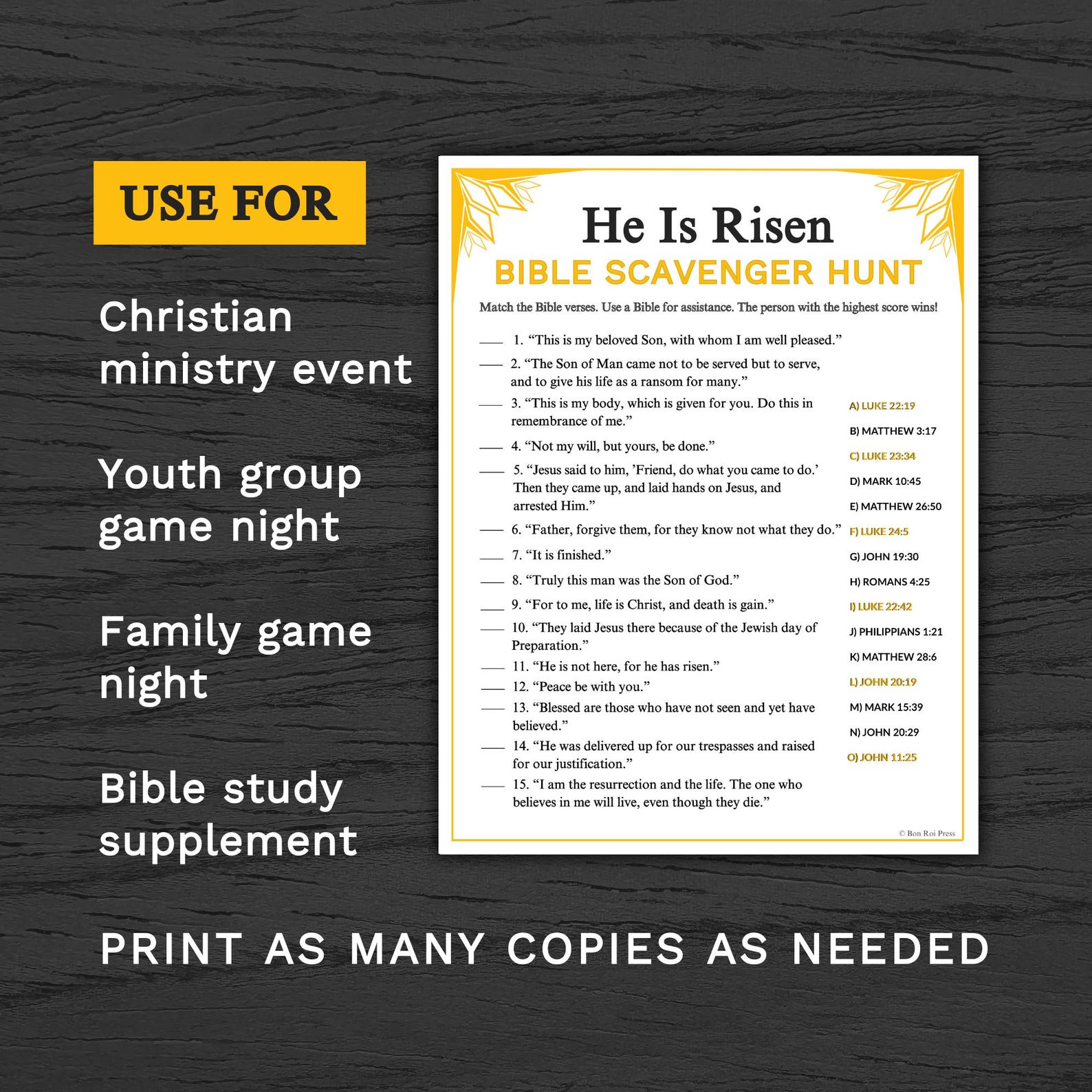 He is Risen Bible Scavenger Hunt Game | Easter Christian Printable ...