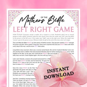 Mothers of the Bible Left Right Game | Moms of Scripture Story Printable for Church Kids and Adults, Ministry Bible Group Learning Activity