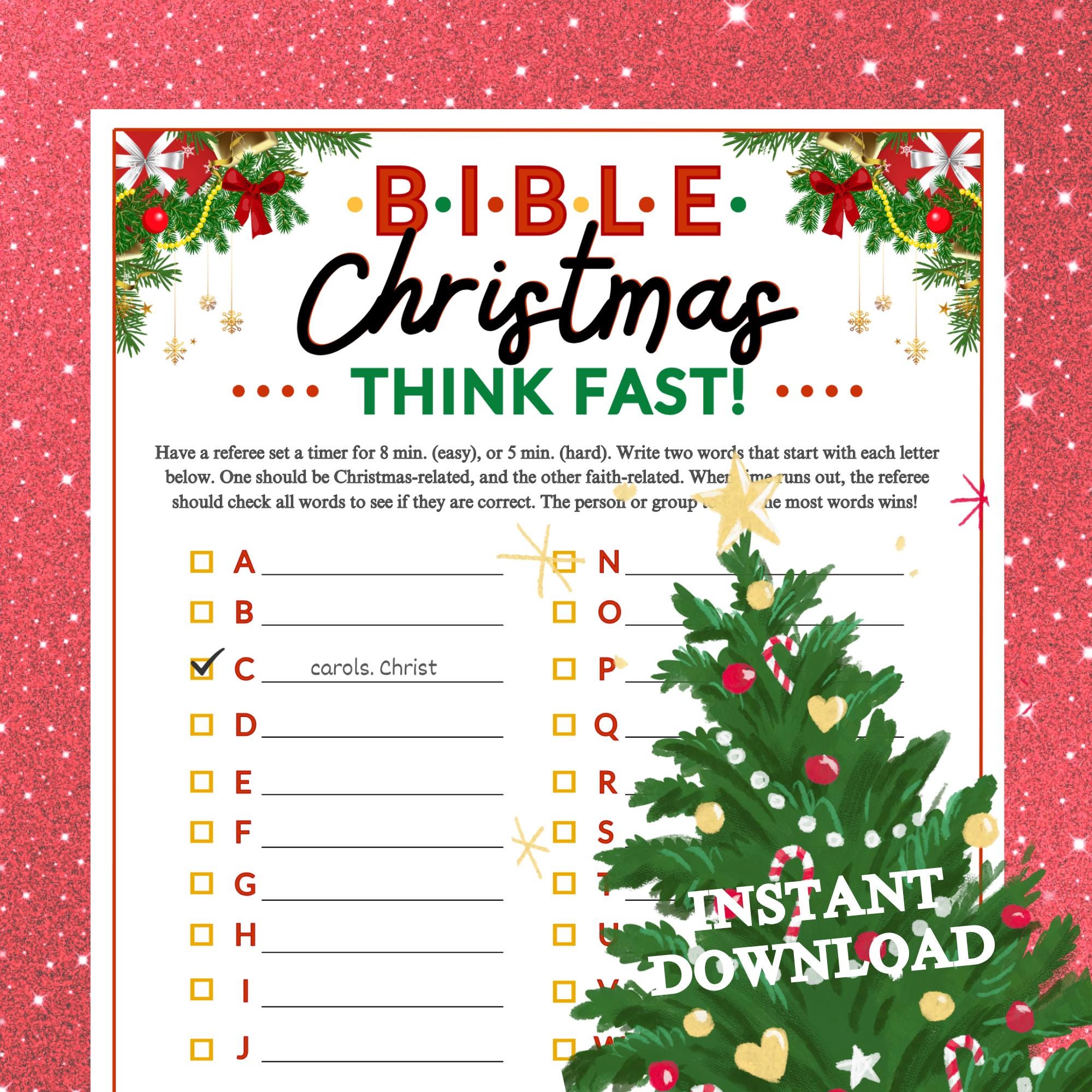 Christmas Fill in the Blank Game - Etsy for Free Printable Christmas Fill In The Blank Games
