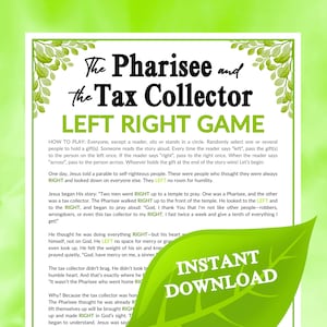 The Pharisee & the Tax Collector Left Right Game | Jesus Parable Story Printable, Church Kids Adults, Ministry Bible Group Learning Activity
