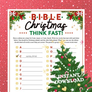 Bible Christmas Think Fast Game | Nativity Printable for Church Kids, Adults, Sunday School Ministry Family Group Activity