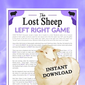 The Lost Sheep Left Right Game | The 99 Jesus Parable Story Printable for Church Kids Teens Adults, Ministry Bible Group Learning Activity