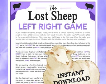 The Lost Sheep Left Right Game | The 99 Jesus Parable Story Printable for Church Kids Teens Adults, Ministry Bible Group Learning Activity